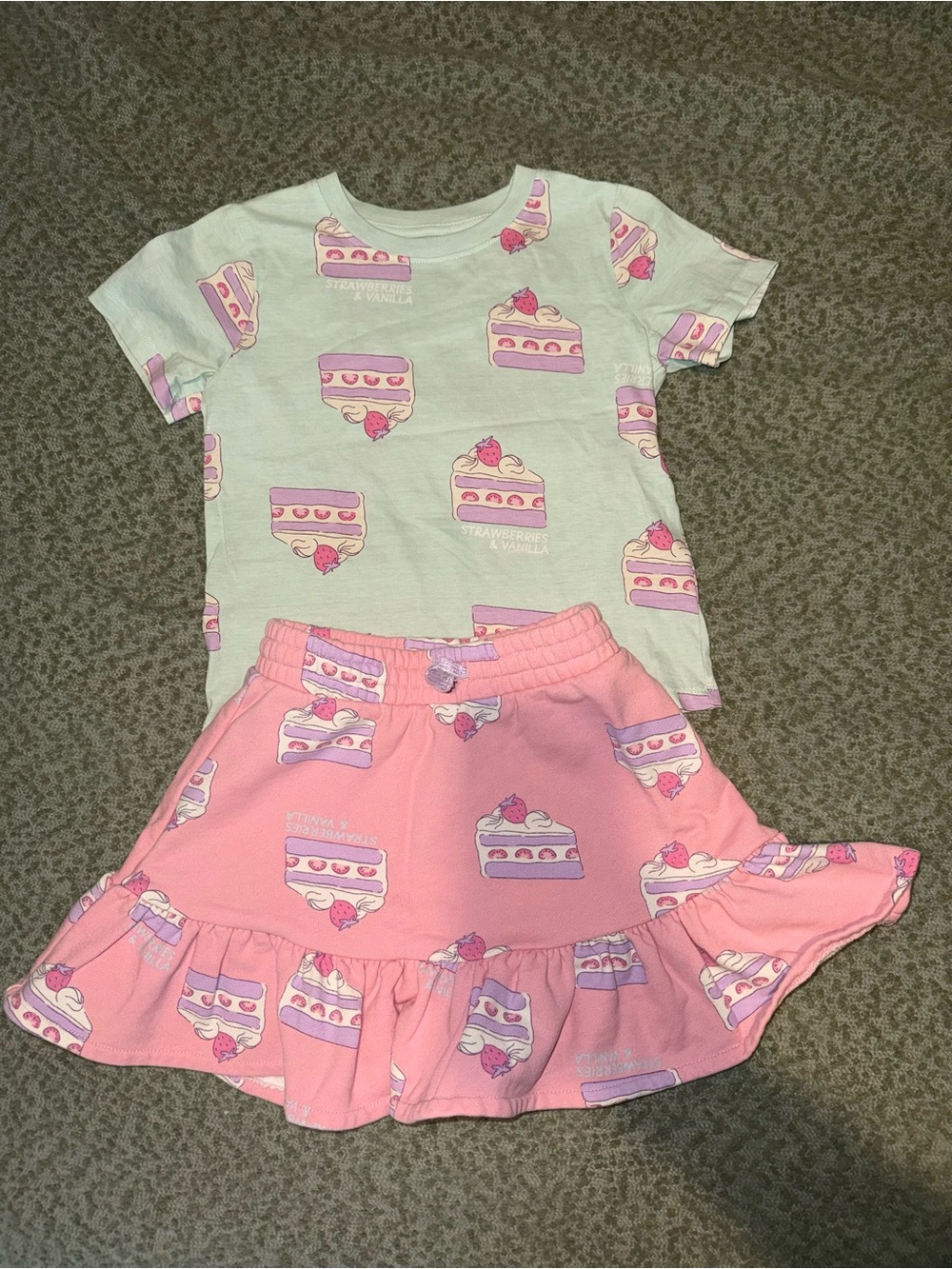 H&M Mint Green & Pink Cake Slice Top and Skirt Set